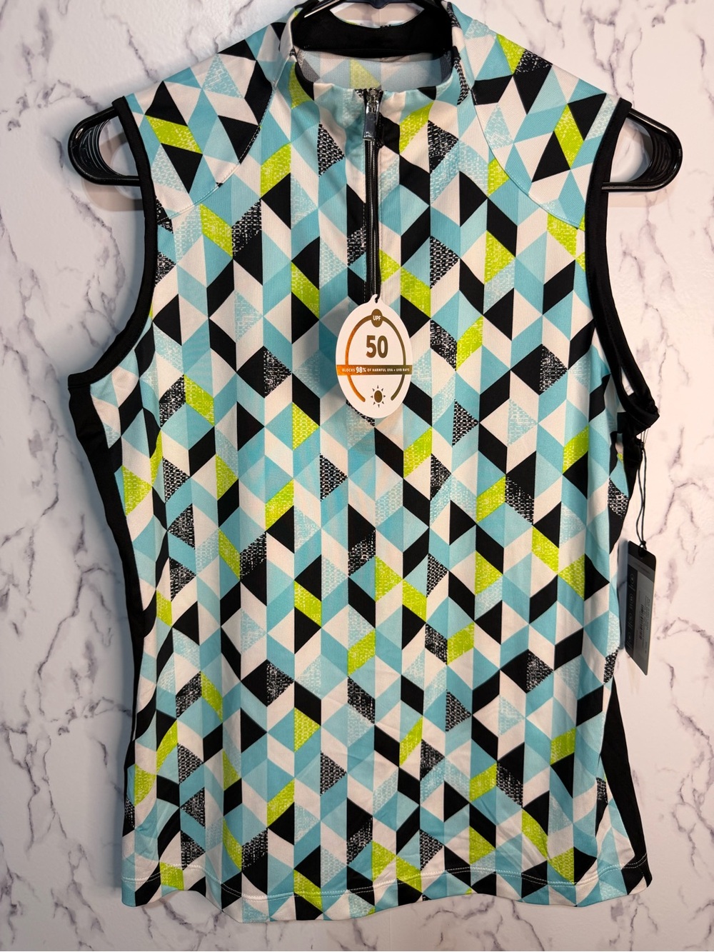 NWT Tail White Label Magic Geo UPF 50+ Sleeveless Golf Top - Size M